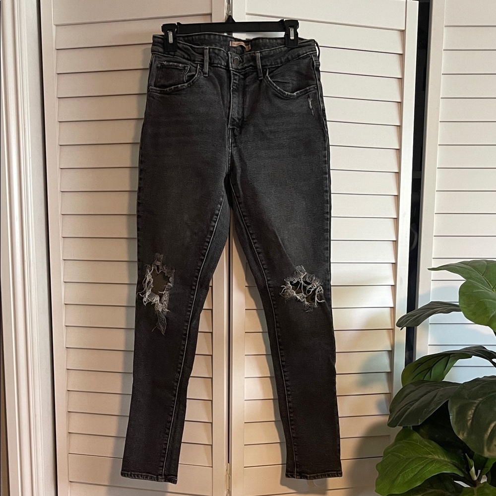 Levi's 721 High Rise Skinny Jeans - Washed Black / Charcoal